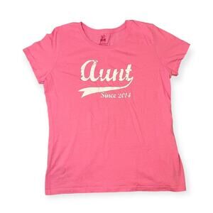 Fruit of the Loom Pink Aunt Since 2014 T-Shirt Short Sleeve Size Large